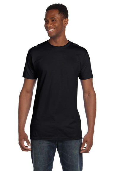 Hanes 498PT Mens Perfect-T PreTreat Short Sleeve Crewneck T-Shirt Black Front