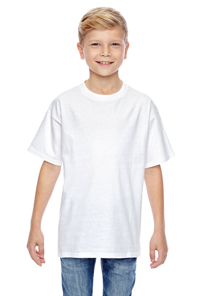 Hanes 498Y Youth Nano-T Short Sleeve Crewneck T-Shirt White Front