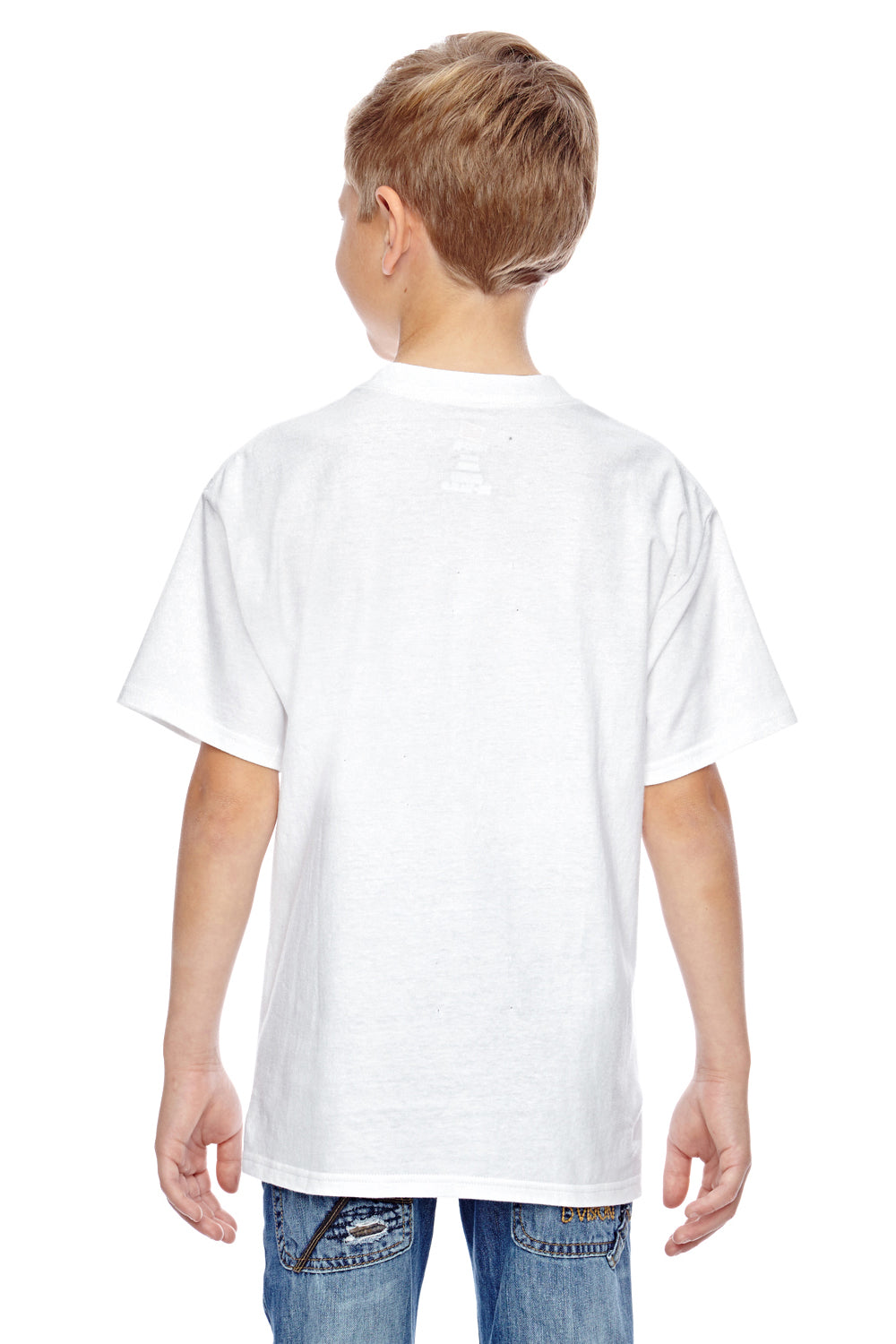Hanes 498Y Youth Nano-T Short Sleeve Crewneck T-Shirt White Back