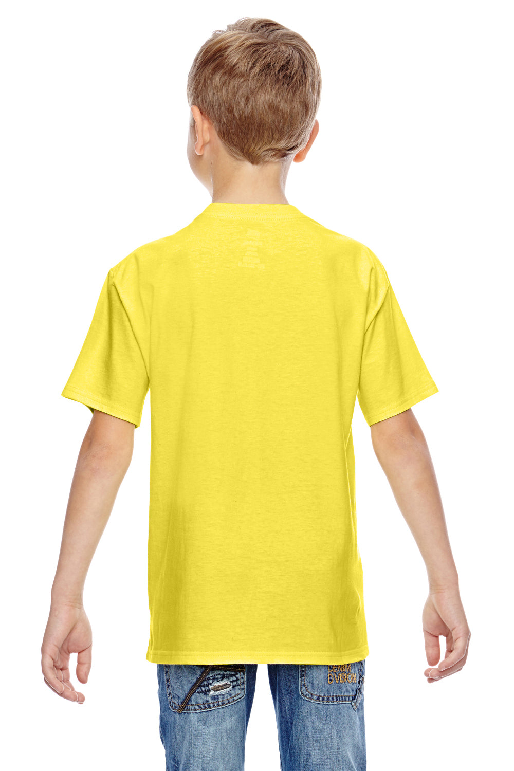 Hanes 498Y Youth Nano-T Short Sleeve Crewneck T-Shirt Yellow Back