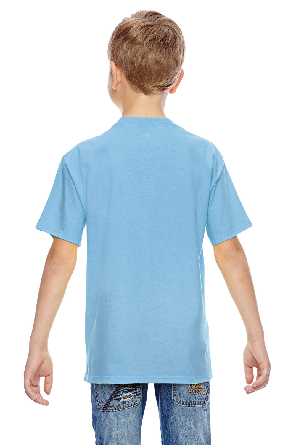 Hanes 498Y Youth Nano-T Short Sleeve Crewneck T-Shirt Light Blue Back