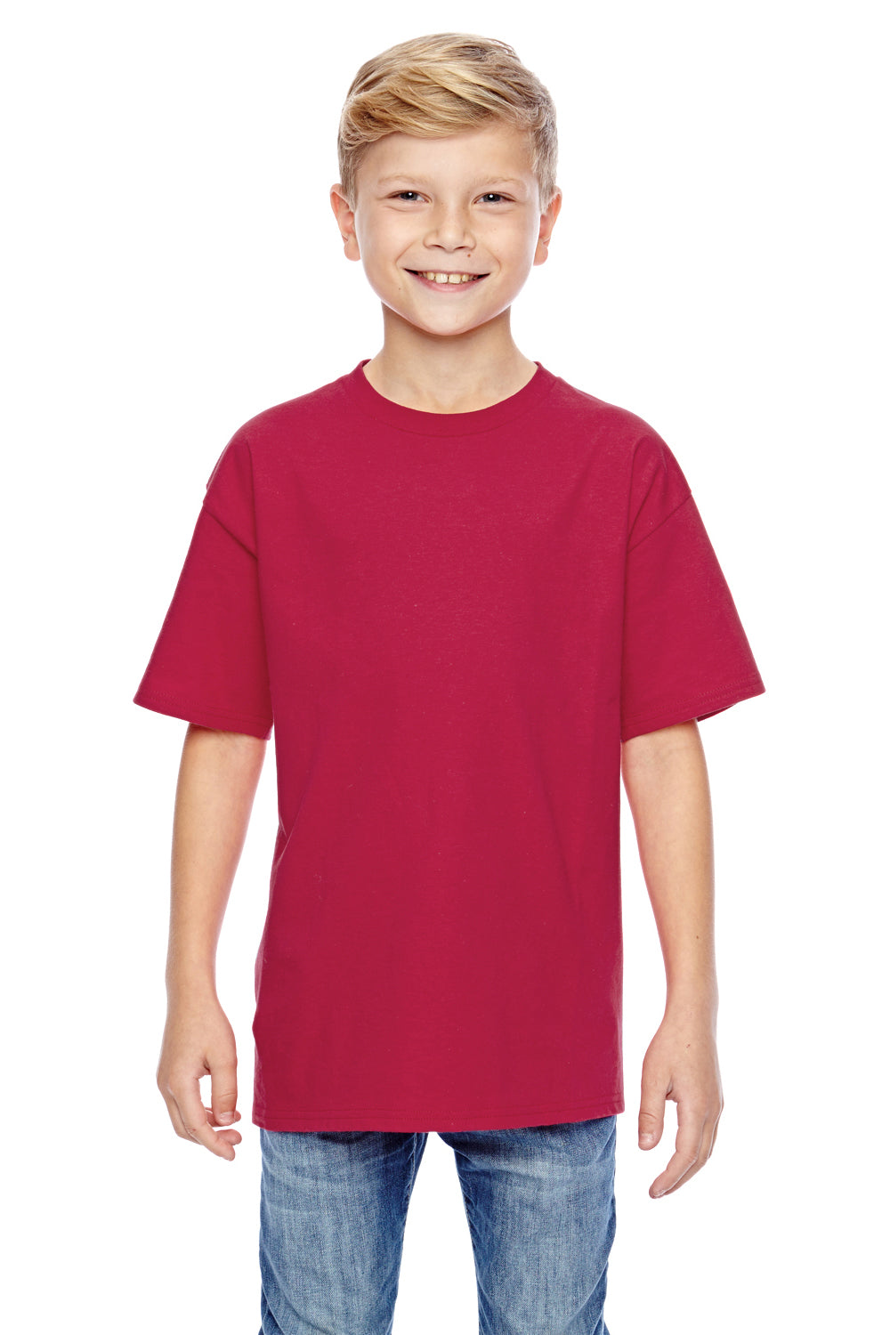 Hanes 498Y Youth Nano-T Short Sleeve Crewneck T-Shirt Red Front