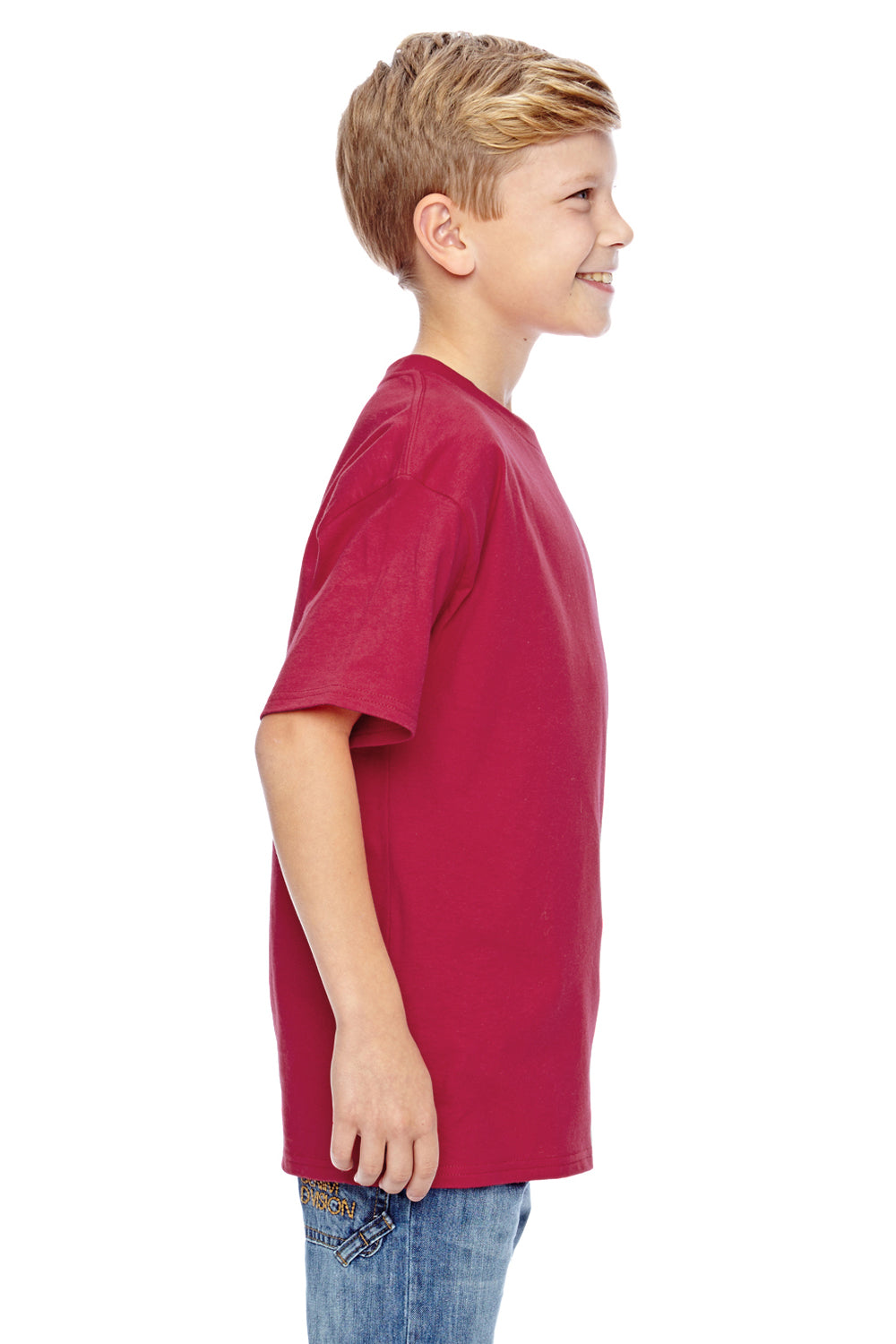 Hanes 498Y Youth Nano-T Short Sleeve Crewneck T-Shirt Red Side