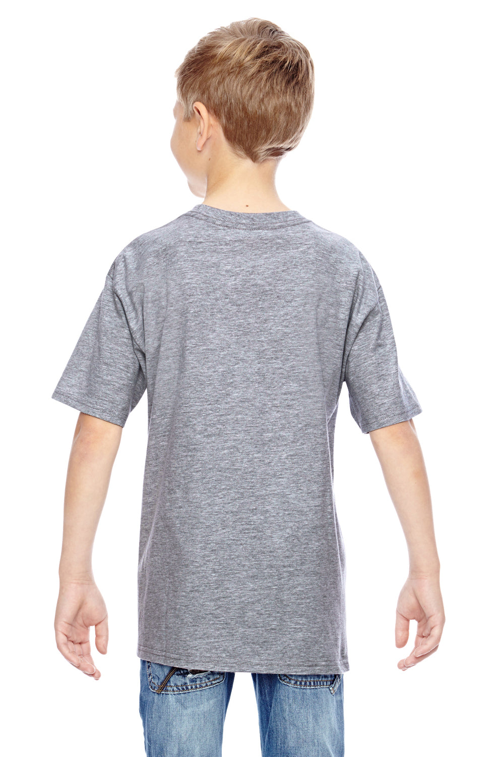 Hanes 498Y Youth Nano-T Short Sleeve Crewneck T-Shirt Light Steel Grey Back
