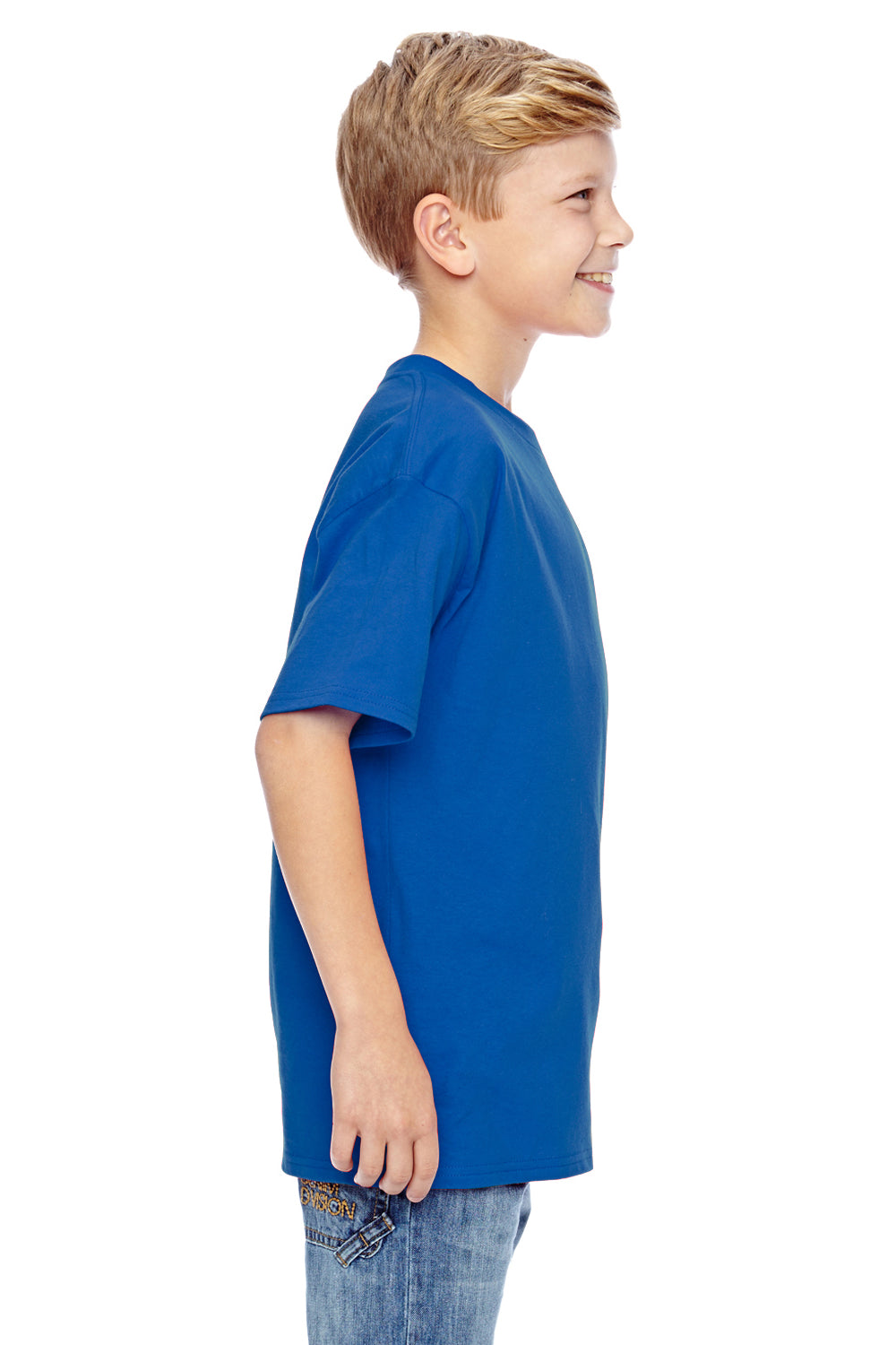 Hanes 498Y Youth Nano-T Short Sleeve Crewneck T-Shirt Royal Blue Side