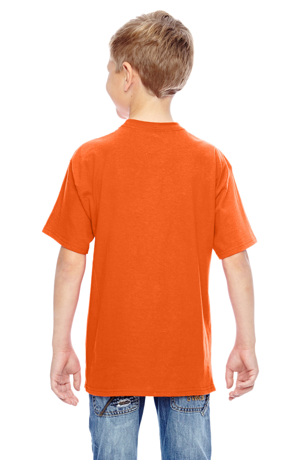 Hanes 498Y Youth Nano-T Short Sleeve Crewneck T-Shirt Orange Back