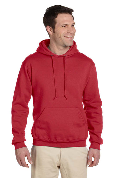 Jerzees 4997 Mens Super Sweats NuBlend Fleece Hooded Sweatshirt Hoodie Red Front
