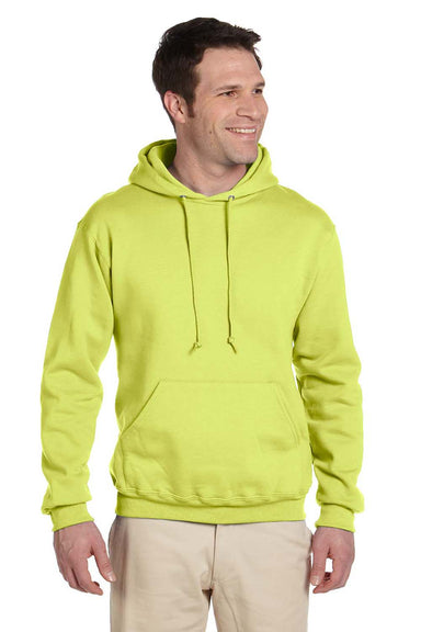 Jerzees 4997 Mens Super Sweats NuBlend Fleece Hooded Sweatshirt Hoodie Safety Green Front