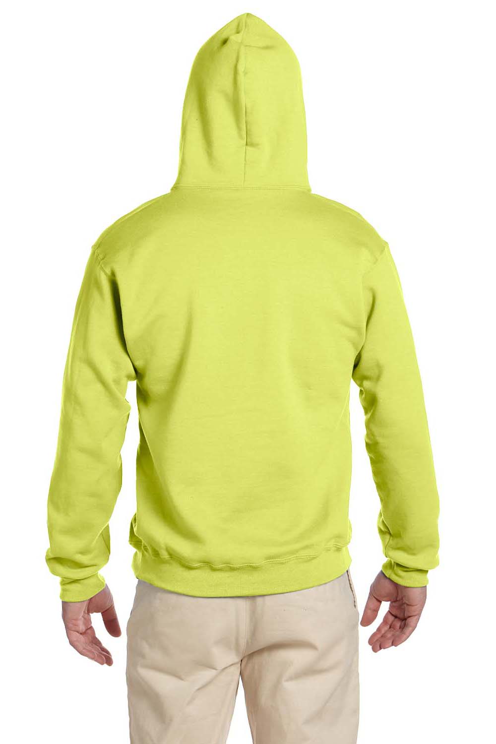 Jerzees 4997 Mens Super Sweats NuBlend Fleece Hooded Sweatshirt Hoodie Safety Green Back