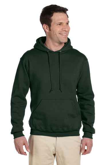 Jerzees 4997 Mens Super Sweats NuBlend Fleece Hooded Sweatshirt Hoodie Forest Green Front