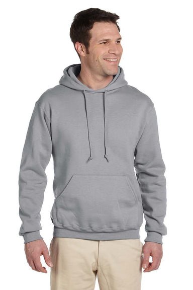 Jerzees 4997 Mens Super Sweats NuBlend Fleece Hooded Sweatshirt Hoodie Oxford Grey Front