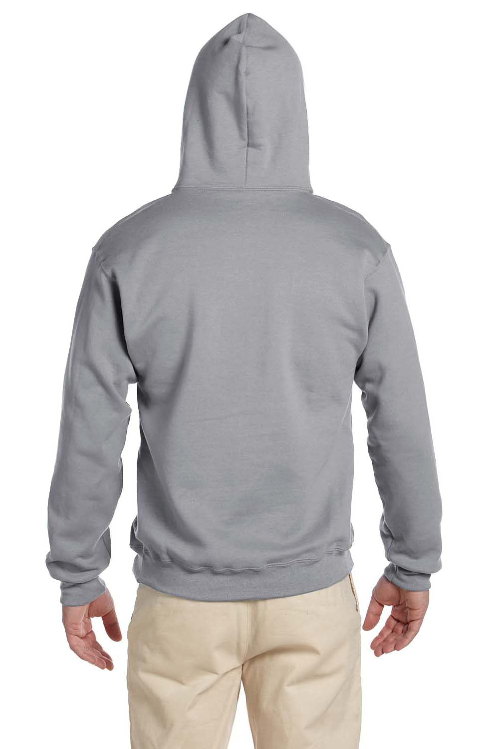 Jerzees 4997 Mens Super Sweats NuBlend Fleece Hooded Sweatshirt Hoodie Oxford Grey Back