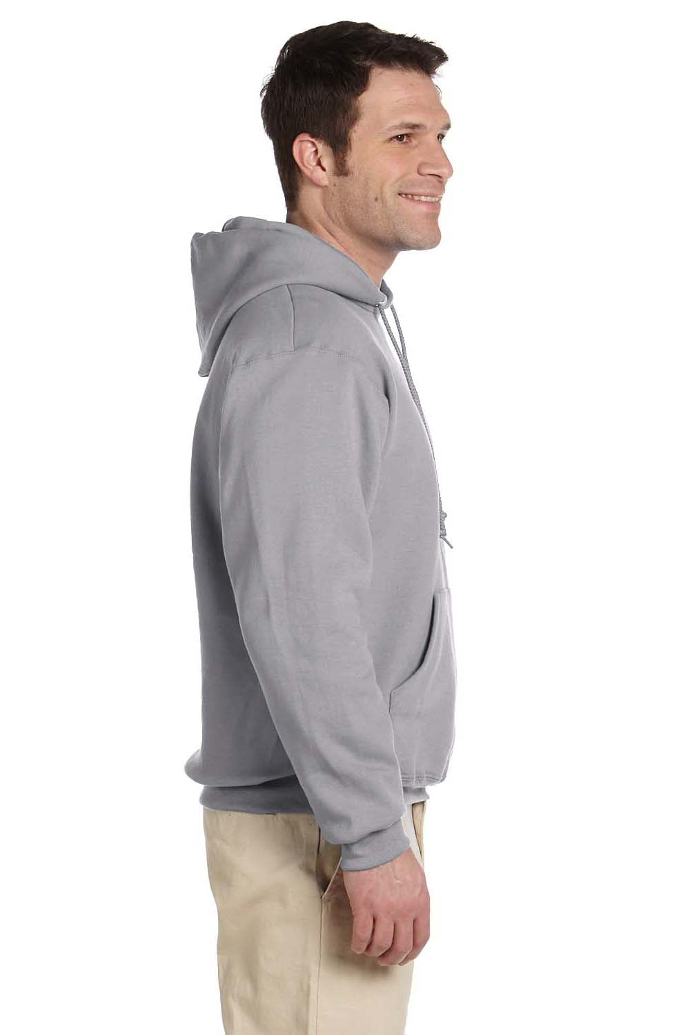 Jerzees 4997 Mens Super Sweats NuBlend Fleece Hooded Sweatshirt Hoodie Oxford Grey Side