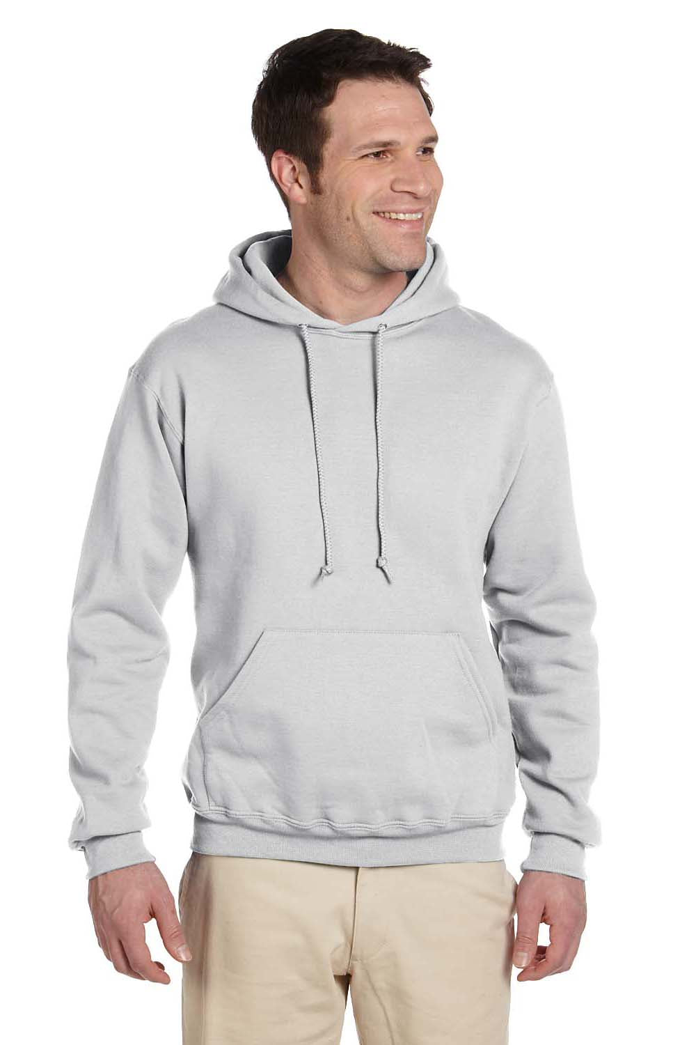 Jerzees 4997 Mens Super Sweats NuBlend Fleece Hooded Sweatshirt Hoodie Ash Grey Front