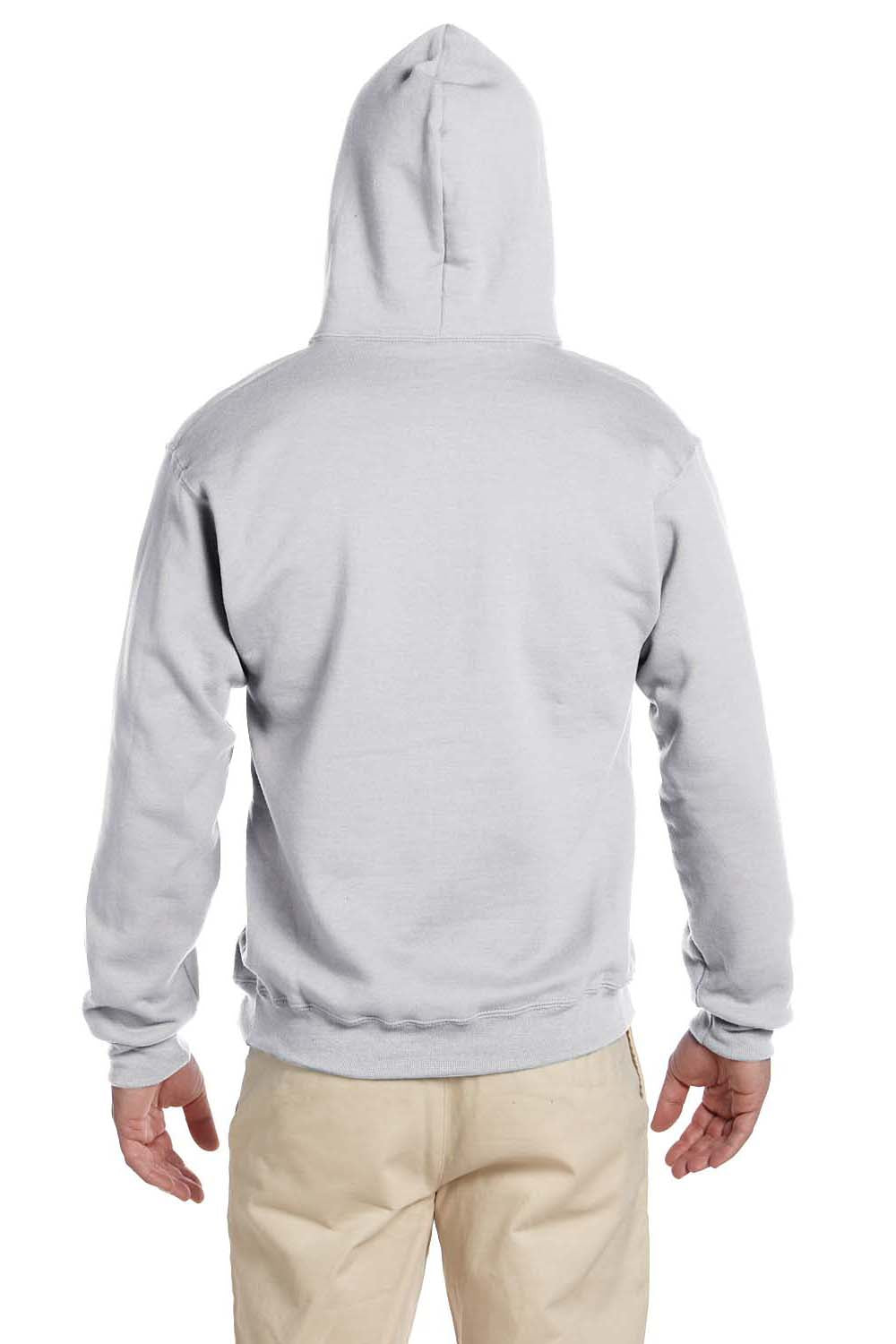 Jerzees 4997 Mens Super Sweats NuBlend Fleece Hooded Sweatshirt Hoodie Ash Grey Back