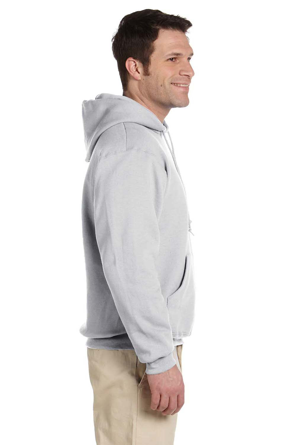 Jerzees 4997 Mens Super Sweats NuBlend Fleece Hooded Sweatshirt Hoodie Ash Grey Side