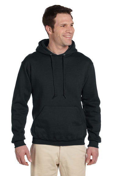 Jerzees 4997 Mens Super Sweats NuBlend Fleece Hooded Sweatshirt Hoodie Black Front