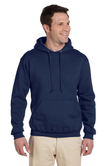 Jerzees 4997 Mens Super Sweats NuBlend Fleece Hooded Sweatshirt Hoodie Navy Blue Front