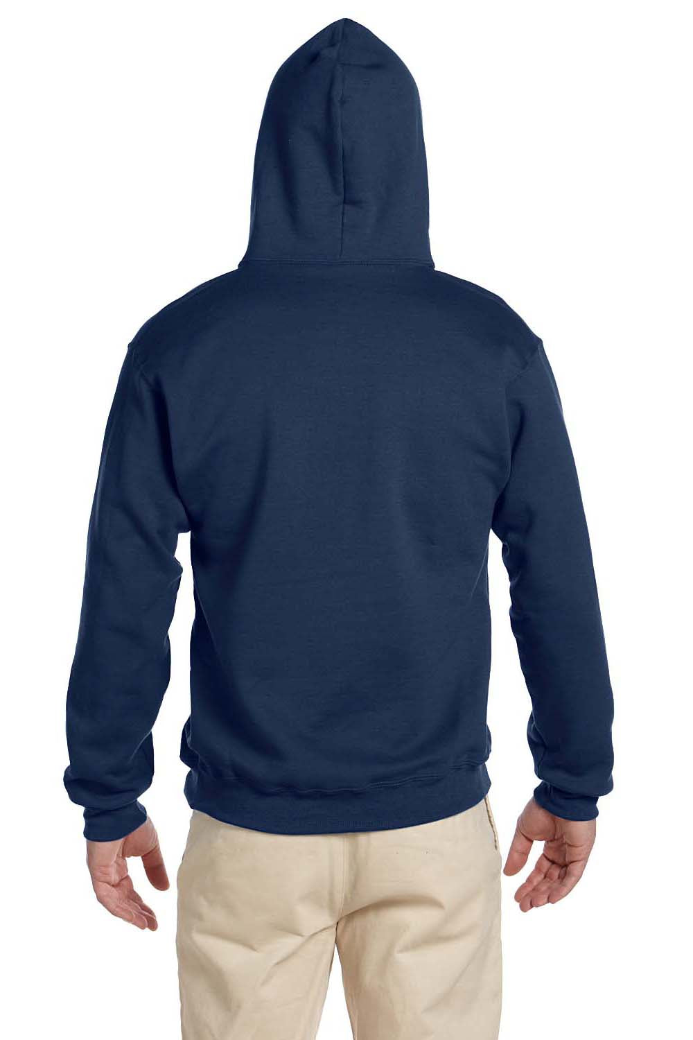 Jerzees 4997 Mens Super Sweats NuBlend Fleece Hooded Sweatshirt Hoodie Navy Blue Back