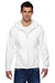 Jerzees 4999 Mens Super Sweats NuBlend Fleece Full Zip Hooded Sweatshirt Hoodie White Front