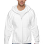 Jerzees Mens Super Sweats NuBlend Pill Resistant Fleece Full Zip Hooded Sweatshirt Hoodie - White - Closeout