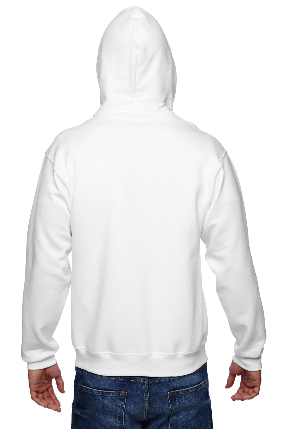 Jerzees 4999 Mens Super Sweats NuBlend Fleece Full Zip Hooded Sweatshirt Hoodie White Back