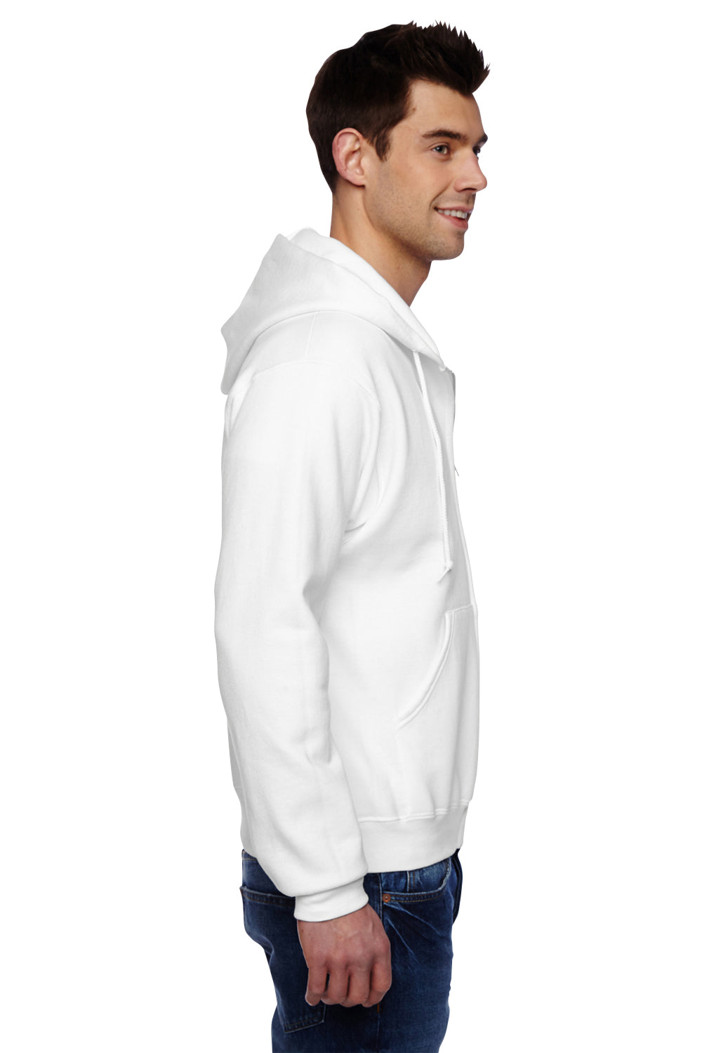Jerzees 4999 Mens Super Sweats NuBlend Fleece Full Zip Hooded Sweatshirt Hoodie White Side