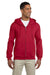 Jerzees 4999 Mens Super Sweats NuBlend Fleece Full Zip Hooded Sweatshirt Hoodie Red Front