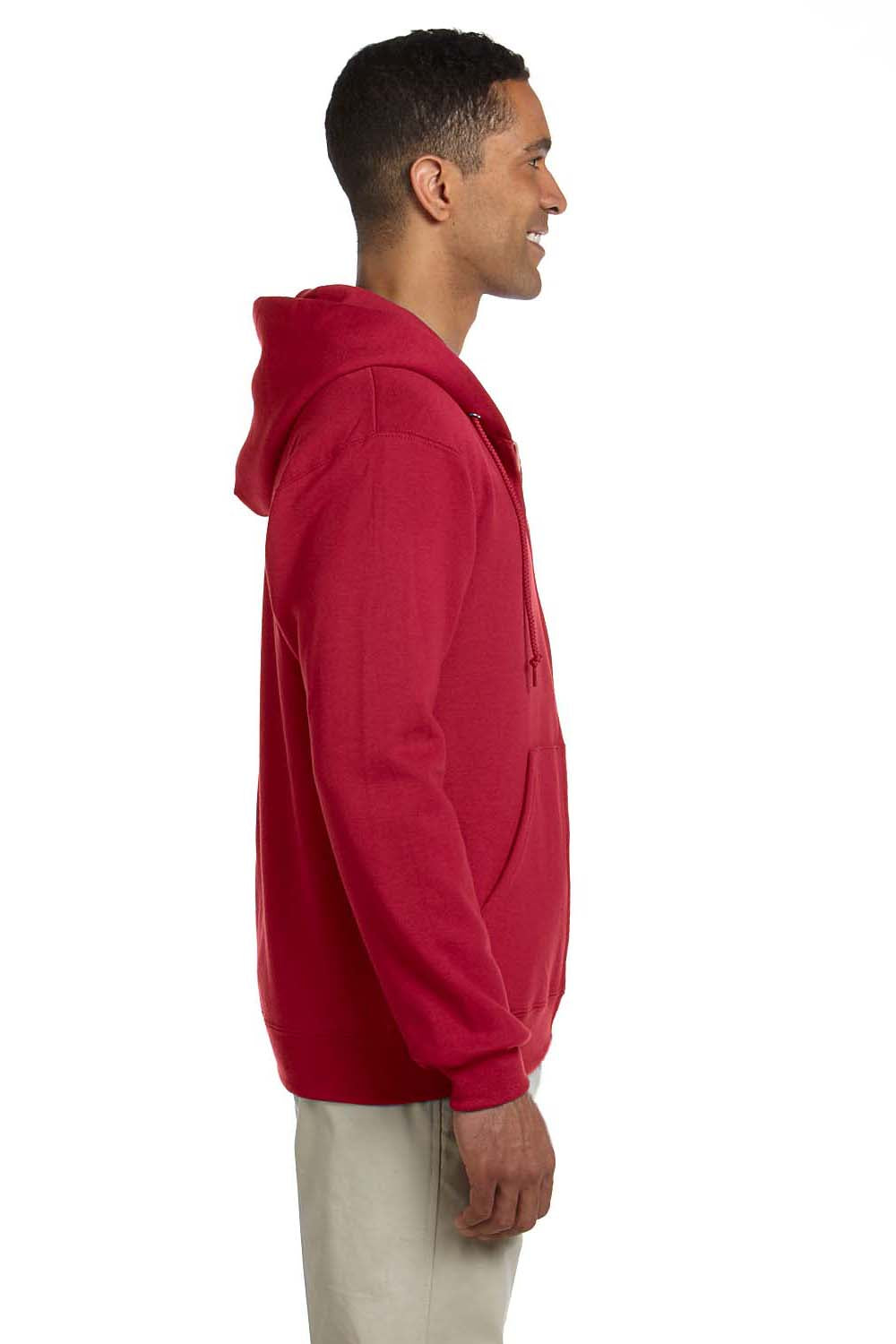 Jerzees 4999 Mens Super Sweats NuBlend Fleece Full Zip Hooded Sweatshirt Hoodie Red Side