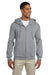 Jerzees 4999 Mens Super Sweats NuBlend Fleece Full Zip Hooded Sweatshirt Hoodie Oxford Grey Front