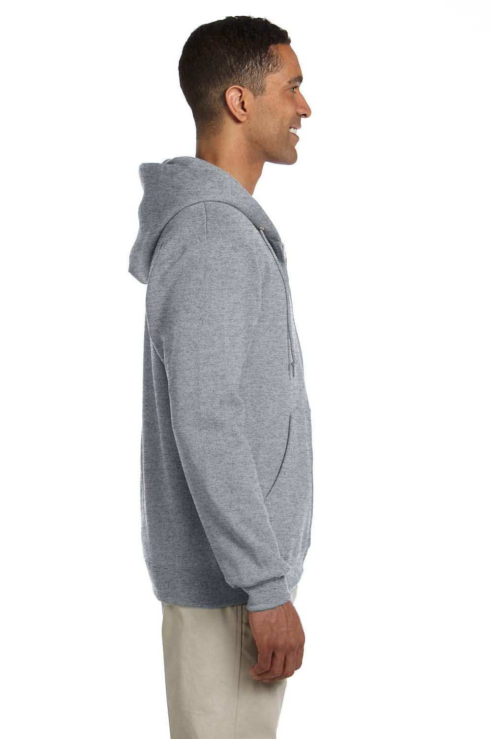 Jerzees 4999 Mens Super Sweats NuBlend Fleece Full Zip Hooded Sweatshirt Hoodie Oxford Grey Side