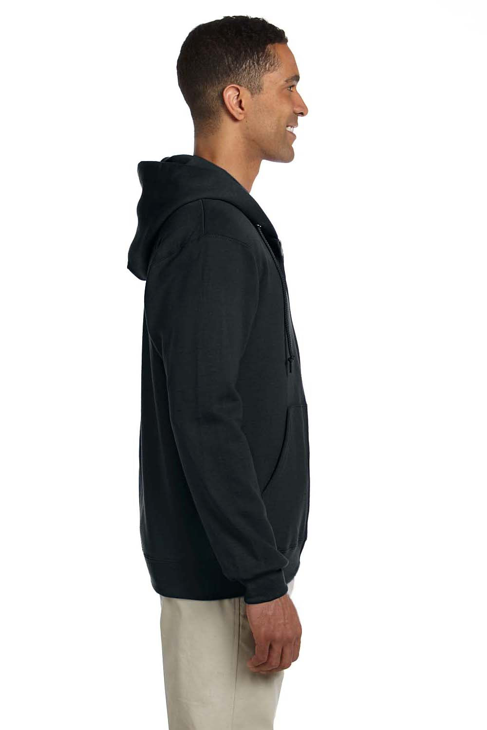 Jerzees 4999 Mens Super Sweats NuBlend Fleece Full Zip Hooded Sweatshirt Hoodie Black Side