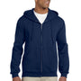 Jerzees Mens Super Sweats NuBlend Pill Resistant Fleece Full Zip Hooded Sweatshirt Hoodie - Navy Blue