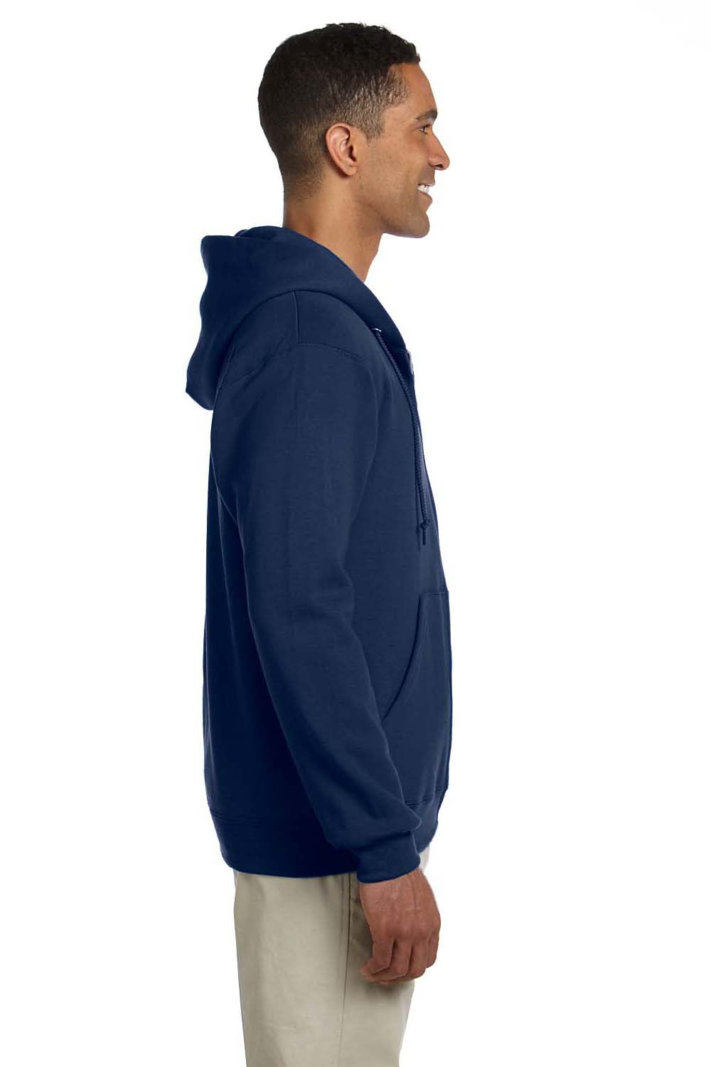 Jerzees 4999 Mens Super Sweats NuBlend Fleece Full Zip Hooded Sweatshirt Hoodie Navy Blue Side