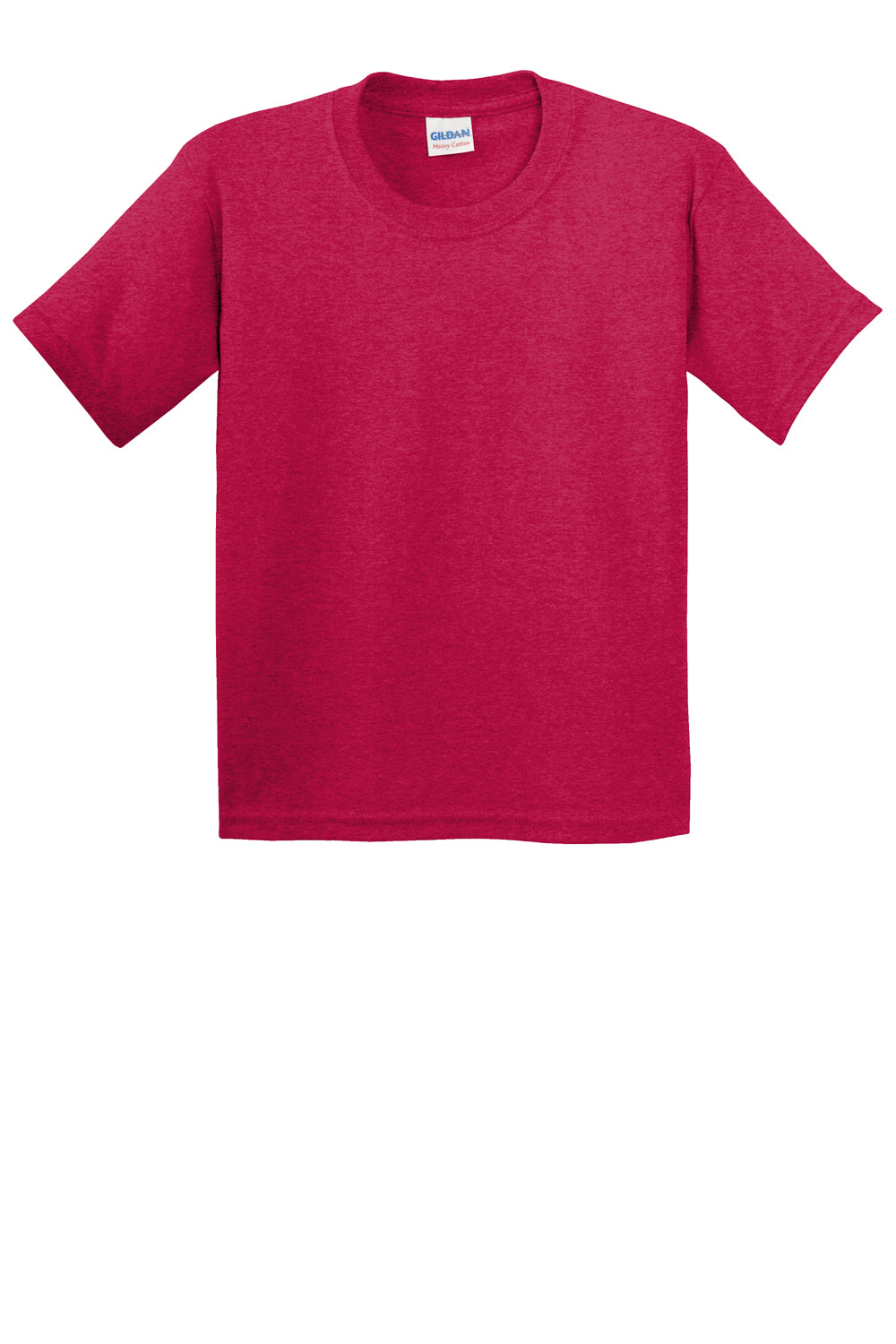Gildan Youth Short Sleeve Crewneck T-Shirt Heather Red Flat Front