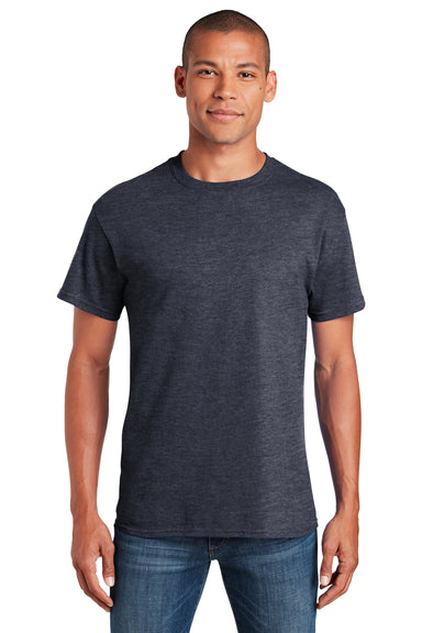 Gildan 5000/G500 Mens Short Sleeve Crewneck T-Shirt Heather Navy Blue Front