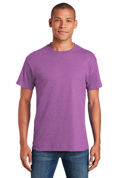 Gildan Mens Short Sleeve Crewneck T-Shirt Heather Radiant Orchid Purple Front