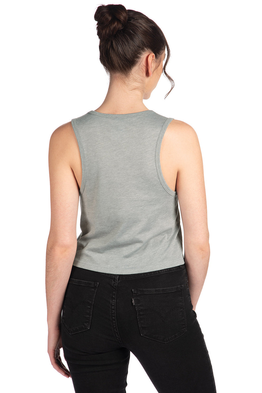 Next Level 5083 Womens Festival Cropped Tank Top Heather Grey Back