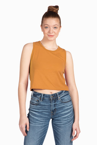Next Level 5083 Womens Festival Cropped Tank Top Antique Gold Front