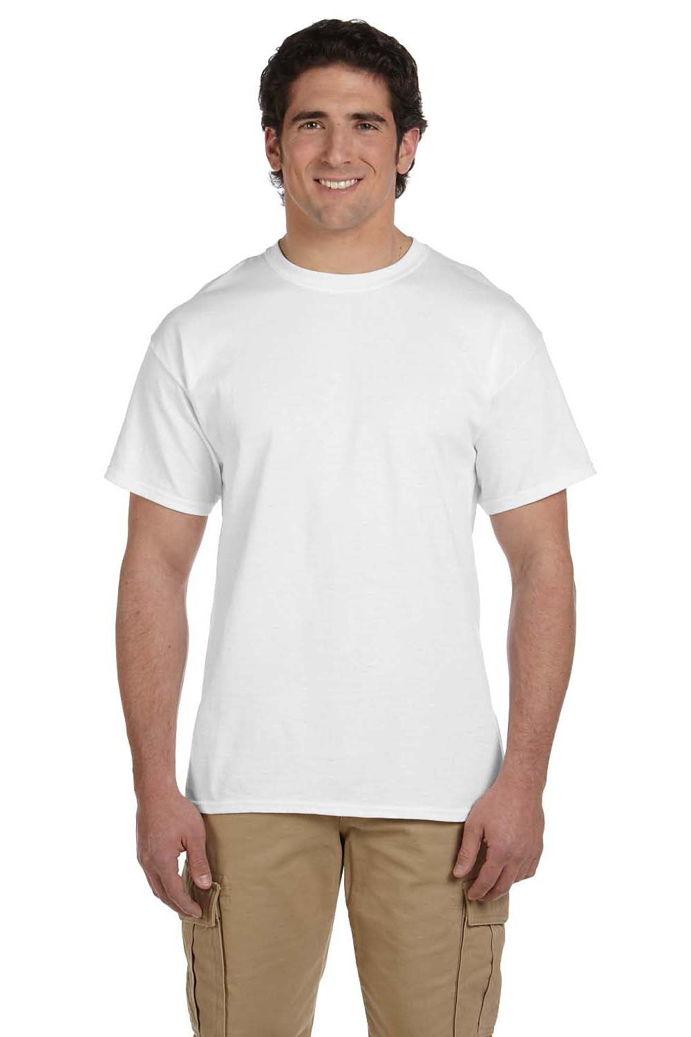 Hanes 5170 Mens EcoSmart Short Sleeve Crewneck T-Shirt White Front