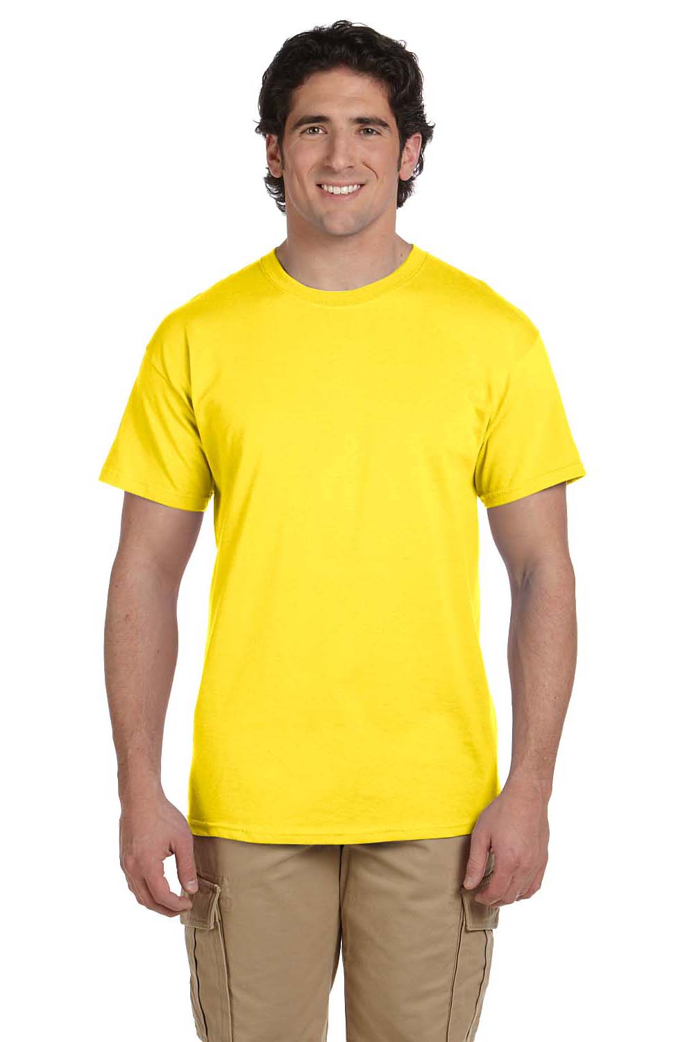 Hanes 5170 Mens EcoSmart Short Sleeve Crewneck T-Shirt Yellow Front