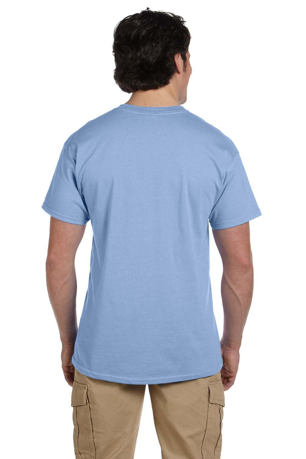 Hanes 5170 Mens EcoSmart Short Sleeve Crewneck T-Shirt Light Blue Back