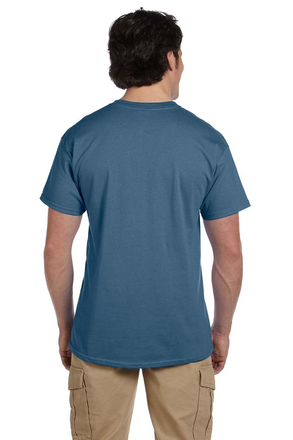 Hanes 5170 Mens EcoSmart Short Sleeve Crewneck T-Shirt Denim Blue Back