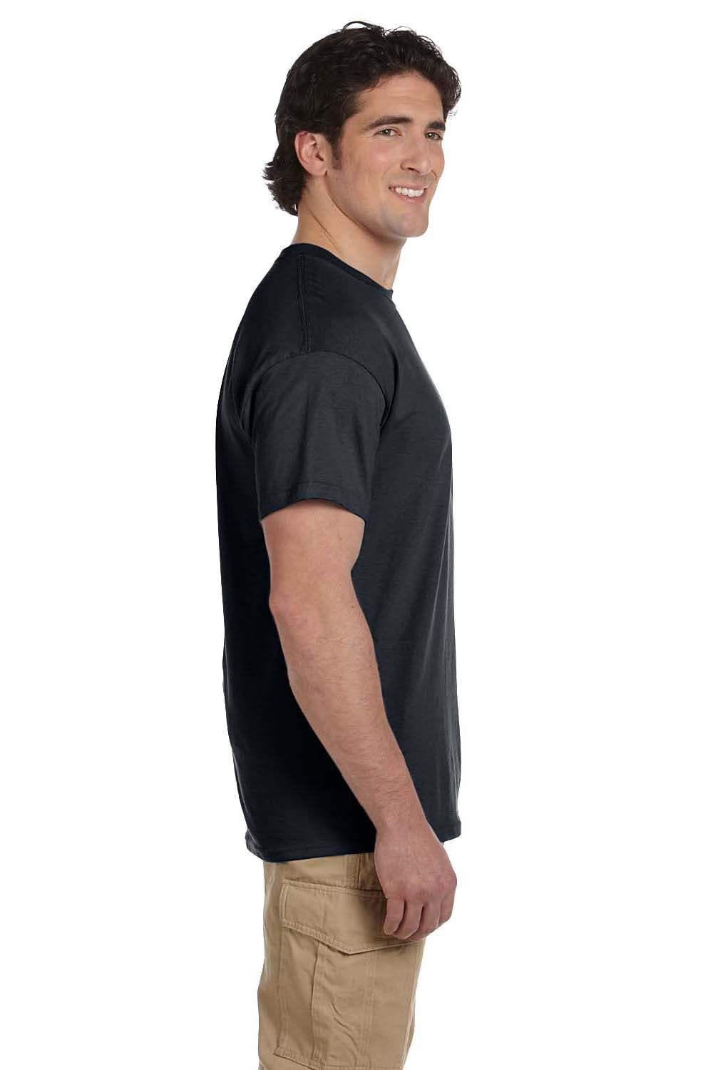 Hanes 5170 Mens EcoSmart Short Sleeve Crewneck T-Shirt Black Side