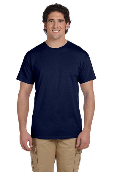 Hanes 5170 Mens EcoSmart Short Sleeve Crewneck T-Shirt Navy Blue Front