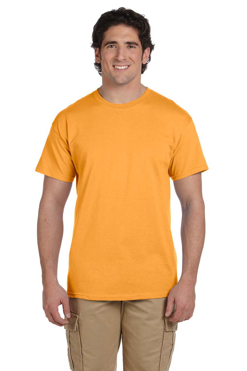 Hanes 5170 Mens EcoSmart Short Sleeve Crewneck T-Shirt Gold Front