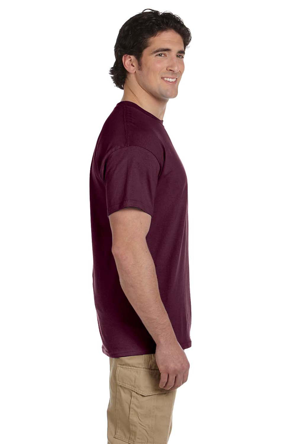 Hanes 5170 Mens EcoSmart Short Sleeve Crewneck T-Shirt Maroon Side