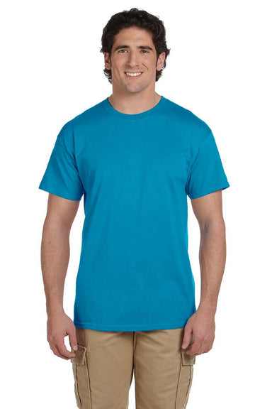 Hanes 5170 Mens EcoSmart Short Sleeve Crewneck T-Shirt Teal Blue Front