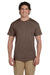 Hanes 5170 Mens EcoSmart Short Sleeve Crewneck T-Shirt Heather Brown Front