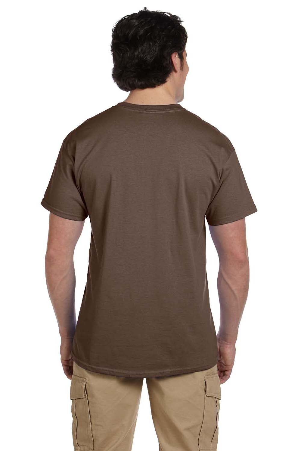 Hanes 5170 Mens EcoSmart Short Sleeve Crewneck T-Shirt Heather Brown Back